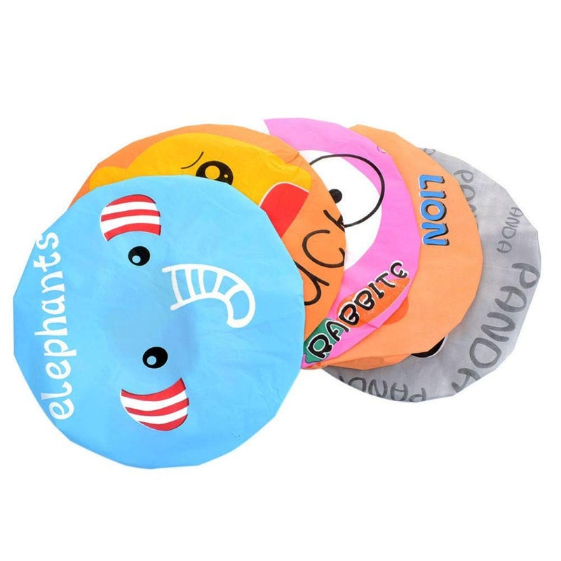 Aysekone 5 Pieces Cartoon Animals Waterproof Elastic PEVA Shower Caps Bath Caps Bathing Bathroom Hats Bathroom Accessories for Women and Girls - Image 1